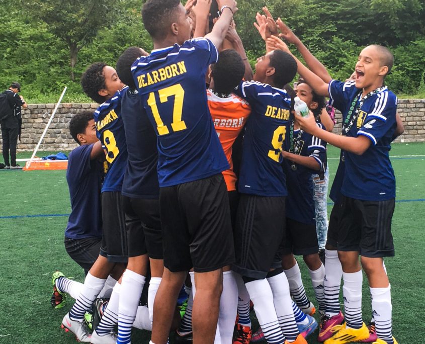 Middle School boys soccer championship win